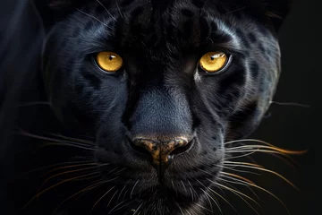 Plexiglas foto achterwand Close up of black panther with yellow eyes. © valentyn640