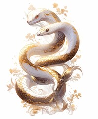 Obraz premium Traditional Splendor: Chinese New Year's Animal Charm Python Zodiac Sign in Golden Decorative Elegance