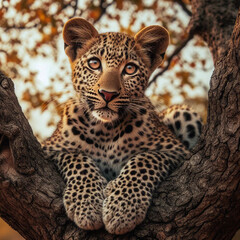 leopard on tree