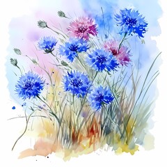 lush bunch of blue cornflowers

