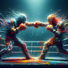 A Vibrant Ode to the Artistry of Boxing, Generative Ai - obrazy, fototapety, plakaty