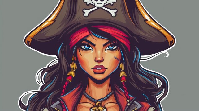 Pirate girl mascot logo background AI generated image