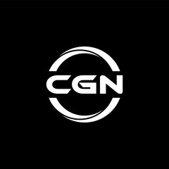 CGN letter logo design with black background in illustrator, cube logo, vector logo, modern alphabet font overlap style. calligraphy designs for logo, Poster, Invitation, etc.