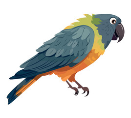 Parrots of colorful set. This creative illustration feature a design that highlights the breathtaking beauty of a bright parrot Ara in a captivating cartoon style. Vector illustration.