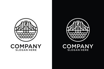 Fototapeta premium outline bridge logo illustration monoline bridge logo outline