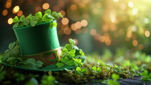 Saint Patricks Day Shamrock background. Events and greetings card party concept. Green background.