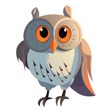 Owl of colorful set. In this adorable image a cute owl takes center stage in a playful cartoon design on a white canvas. Vector illustration.