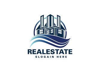 Fototapeta premium Real Estate Vector Logo Design, Building real estate logo design. brawnydesignAZ