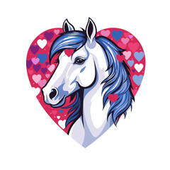 horse with hearts head illustration st valentines saint valentines vector illustration