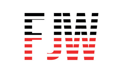 FJW three initial letter iconic line negative space minimal logo design vector template. monogram, abstract, wordmark, business, typography, minimalist, brand, company, flat, modern, unique, simple