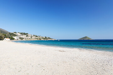 Fototapeta na wymiar Agios Spiridonas beach of Porto Rafti, Greece