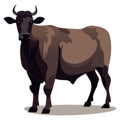 Cow of colorful set. Showcasing of the elegance of simplicity in this cow illustration, designed in a delightful cartoon style on a serene white canvas. Vector illustration.