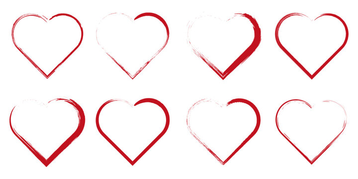 Heart shape vector. Love illustration. Hand drawn design for Valentine's day lantern. Web icon, symbol, sign. Romantic wedding invitation. Artistic sketch. Set of red graphic designs