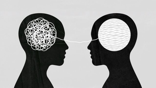 Mental Health. Psychotherapy Session With Depressed Man Animation.
