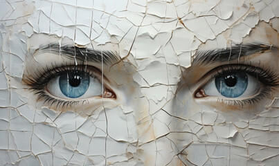 Image of a woman's face with cracked texture.