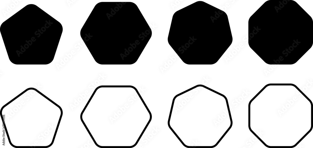 Sticker octagon icon. vector geometry geometry pentagonal, hexagonal, octagonal polygon. five, six, seven or