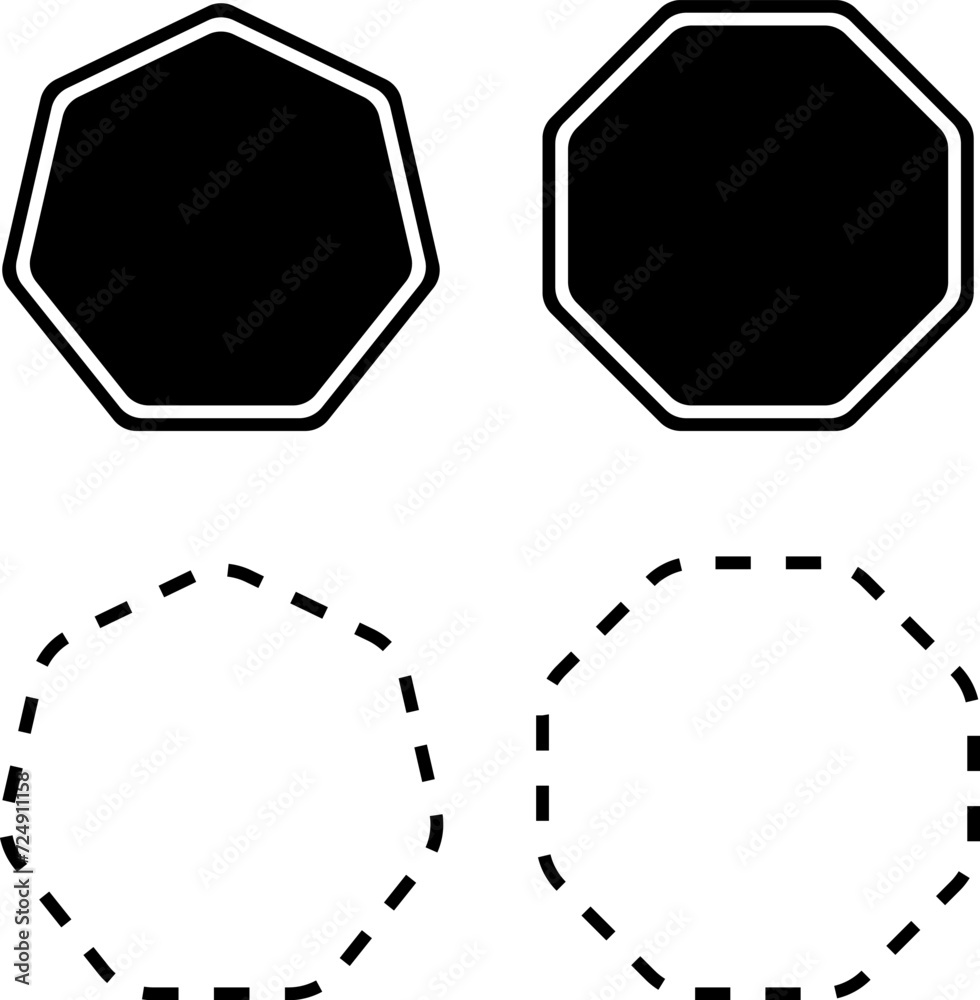 Sticker octagon icon. vector geometry geometry pentagonal, hexagonal, octagonal polygon. five, six, seven or