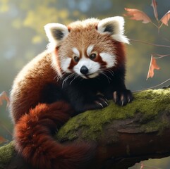  cute red panda portrait in nature