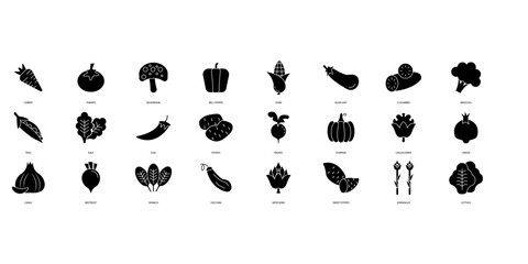 Vegetables icons set. Set of editable stroke icons.Vector set of Vegetables