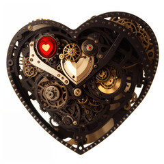 Heart in steampunk style. Valentine's card. Abstract illustration. AI generated.