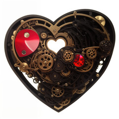 Obraz na płótnie Canvas Heart in steampunk style. Valentine's card. Abstract illustration. AI generated.