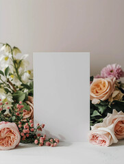 Wedding sign without text With flowers in the background, bright, minimal. Generative AI	