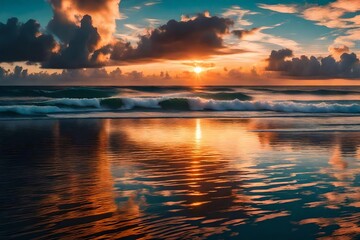 Fototapeta na wymiar great sunset over the ocean--