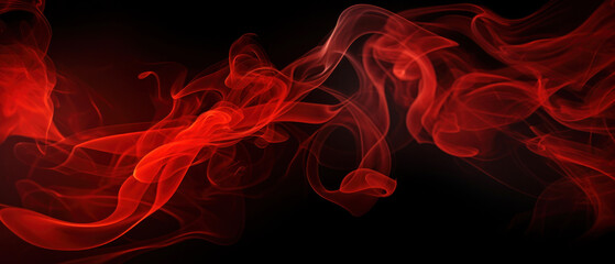 Green smoke isolated on black background banner