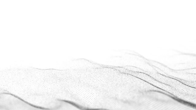 Technology white wave of particles. Big data visualization. Analytics representation. Digital background. 3d rendering.