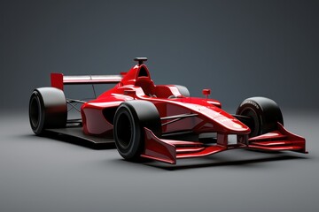 A striking red race car stands out against a simple gray background, capturing the essence of speed and power, Red formula car, AI Generated