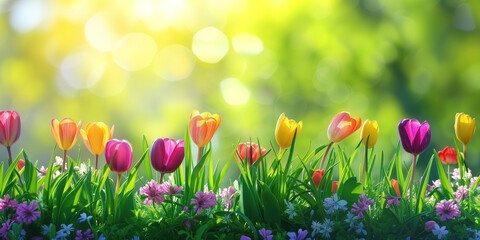 Beautiful Spring Tulip Flowers Background 