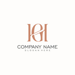 Luxury initial HG or GH monogram text letter logo design
