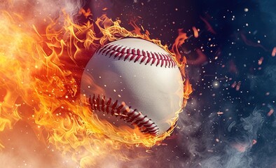 Turning up the heat: A baseball engulfed in flames illustrating the intensity of the game