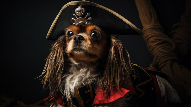 A cute little dog as pirate 