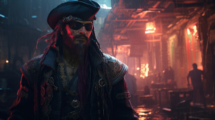 A pirate in cyberpunk style