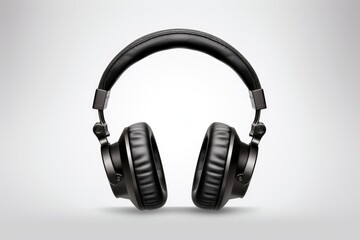 Fototapeta na wymiar Black headphones on a light background