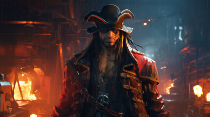 A pirate in cyberpunk style