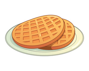 Belgian Waffle Cartoon Vector Illustration