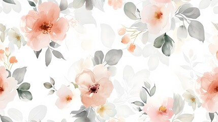 Fototapeta na wymiar pastels digital paper watercolor florals seamless pattern