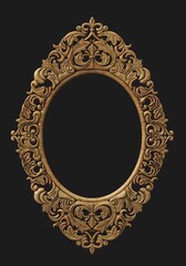 Round classical carved oval gold frames