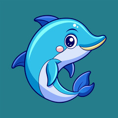 A cartoon dolphin with a smile on its face