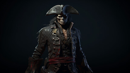 Fototapeta na wymiar A undead pirate in dark colors, halloween motive 