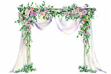 Modern art design showcases a watercolor illustration of a wedding arch