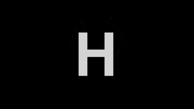 Letter H in blue fire with alpha channel, alphabet with particles