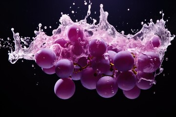 fresh grapes falling into the water