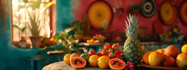 fruit background  circular frame background in