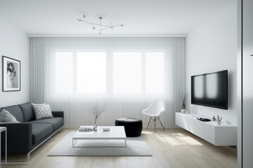 Naklejka na ściany i meble modern living room interior, AI generated