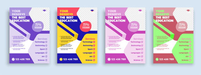 Flyer brochure cover template for Kids back to school education admission layout design template