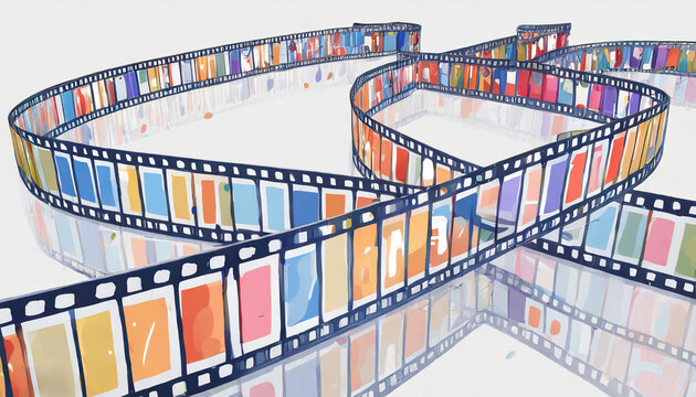 Colorful curve filmstrip, cinema syle film strip background.