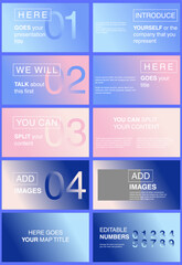 Creative covers or horizontal posters concept in modern minimal style for corporate identity, branding, social media advertising, promo. Minimalist cover design template with dynamic gradient. Eps 10